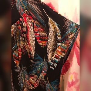 Brand new! Multi color feather feather kimono